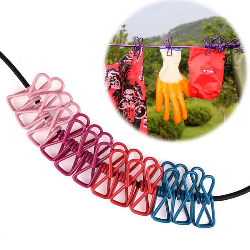 Bungee clothesline with 12 clips (Set of 2)