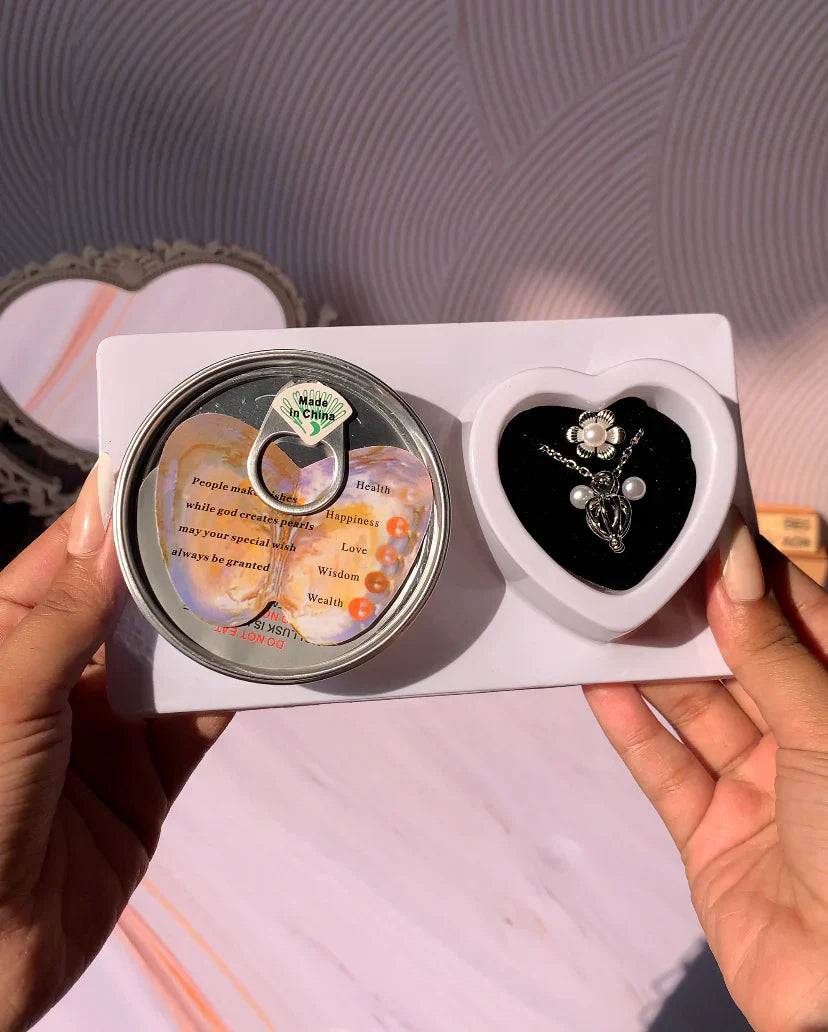 Oyster Pearl Necklace Set (Necklace + Earrings + Ring)