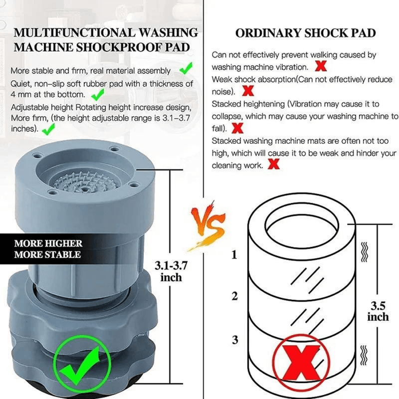 Adjustable Anti Vibration Washing Machine Feet Pads (Set of 4)