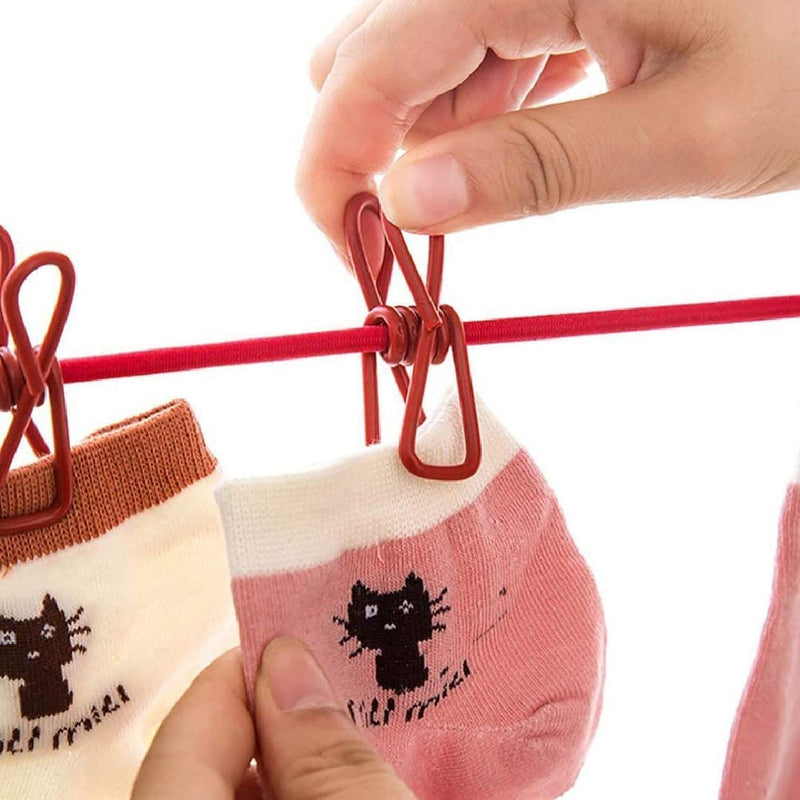Bungee clothesline with 12 clips (Set of 2)