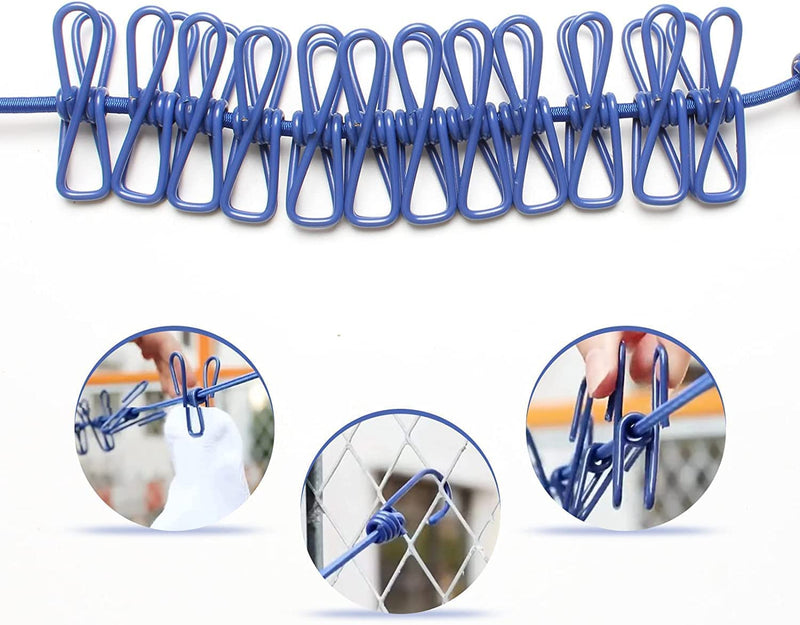 Bungee clothesline with 12 clips (Set of 2)