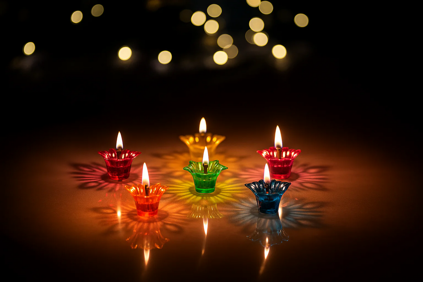 Multicolor Reusable 3D reflection Oil Diya