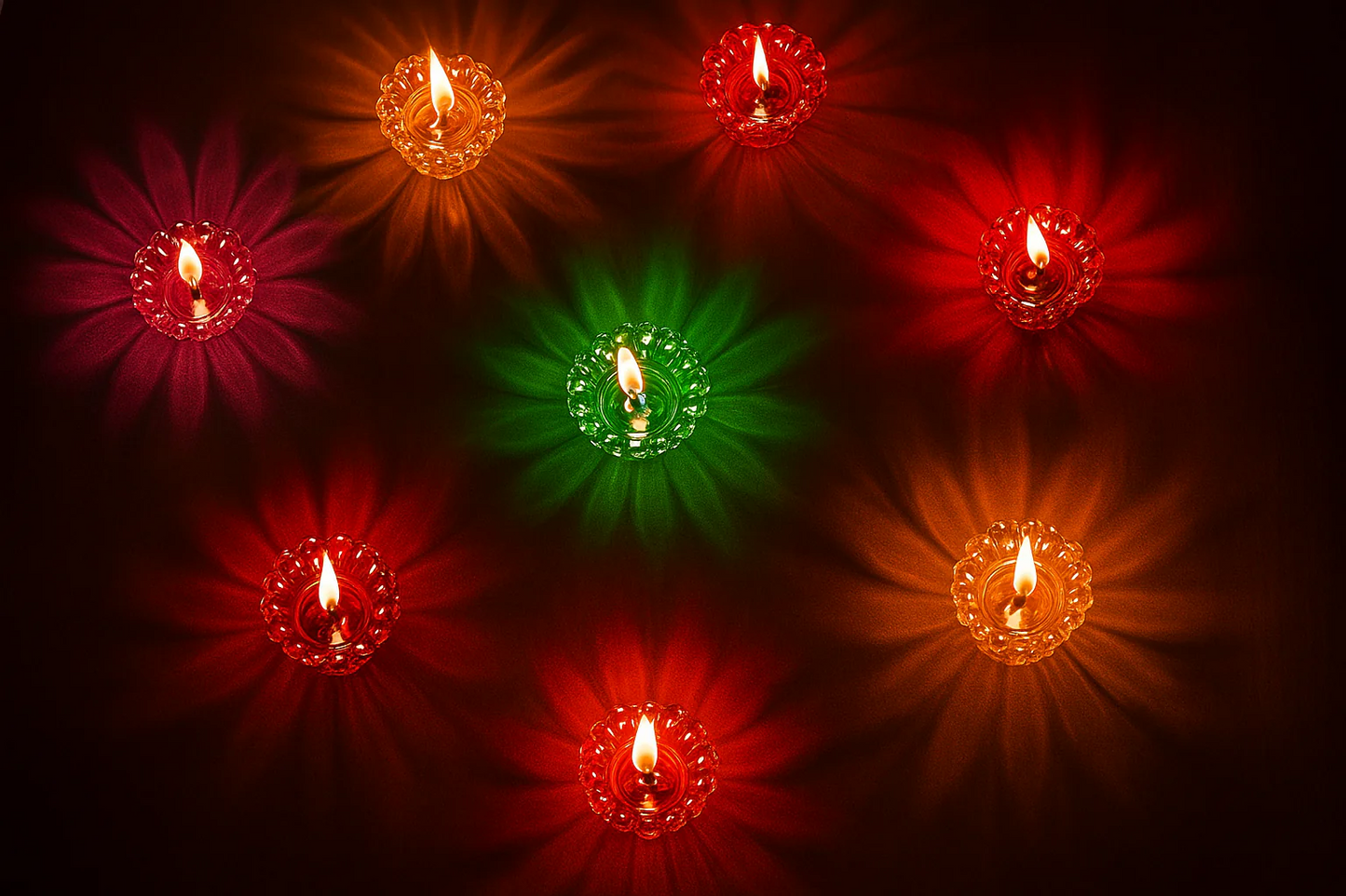 Multicolor Reusable 3D reflection Oil Diya